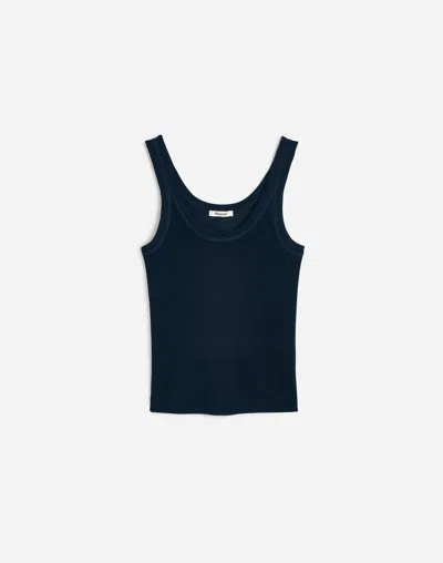 Madewell Linen-blend Scoopneck Sweater Tank In Blue