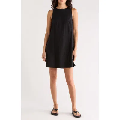 Madewell Linen Blend Shift Minidress In Black