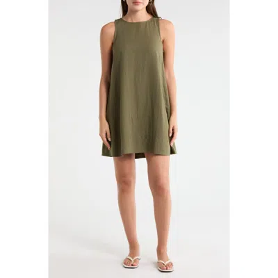 Madewell Linen Blend Shift Minidress In Green