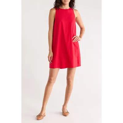 Madewell Linen Blend Shift Minidress In Red