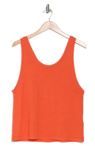 Madewell Linen Blend Tank In Brilliant Tangerine