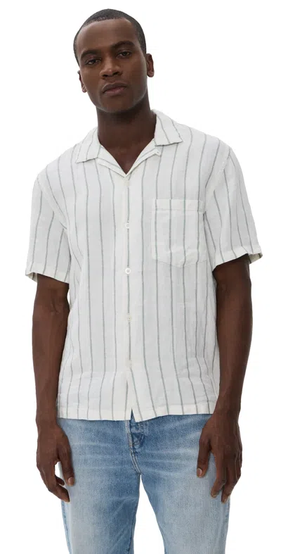 Madewell Linen Button Down Shirt Frosted Cyprus Stripe In Multi