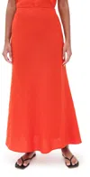 Madewell Linen Maxi Slip Skirt Bright Flame In Bright Flame