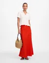 Madewell Linen Maxi Slip Skirt In Bright Flame