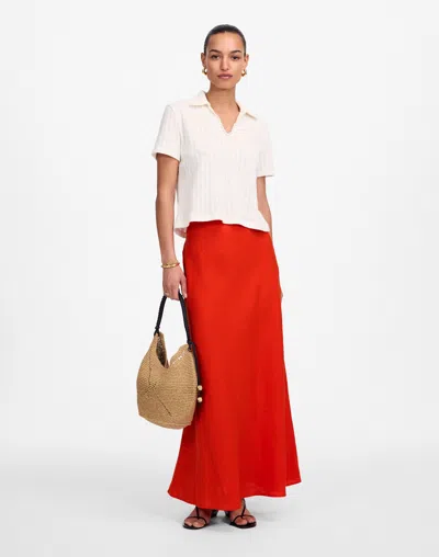 Madewell Linen Maxi Slip Skirt In Bright Flame