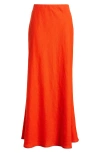 Madewell Linen Maxi Slip Skirt In Bright Flame