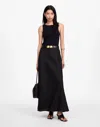 Madewell Linen Maxi Slip Skirt In Jet Black