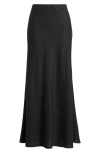 Madewell Linen Maxi Slip Skirt In Jet Black