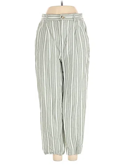 Pre-owned Madewell Linen Pants In Green