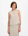 Madewell Pleated Linen Sleeveless Shell Top In Oat