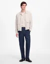 Madewell Elastic Waist Straight Leg Linen Pants In Dark Indigo