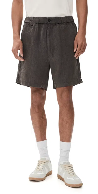Madewell Regular Fit Linen 6.5 Pull On Shorts In Brown
