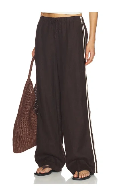 Madewell Linen Pull On Track Pants In Brown