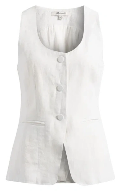 Madewell Linen Scoopneck Cutaway Vest In Salt