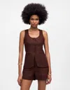 Madewell Linen Scoopneck Cutaway Vest In Chocolate Raisin