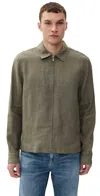 Madewell Linen Zip Front Shirt Pressed Sage
