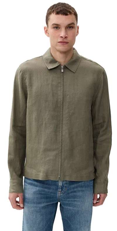 Madewell Linen Zip Front Shirt Pressed Sage