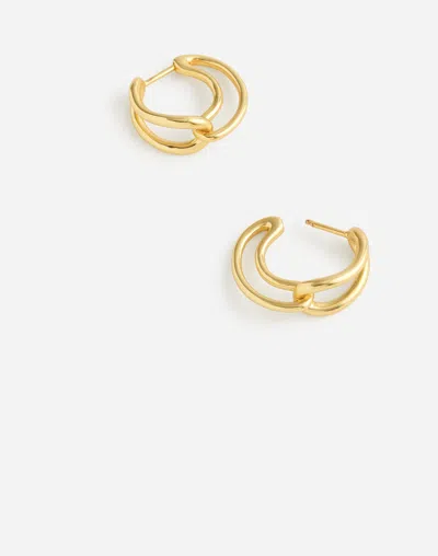 Madewell Link Huggie Hoop Earrings In Vintage Gold