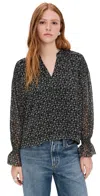 Madewell Semi-sheer Split-neck Top In Black