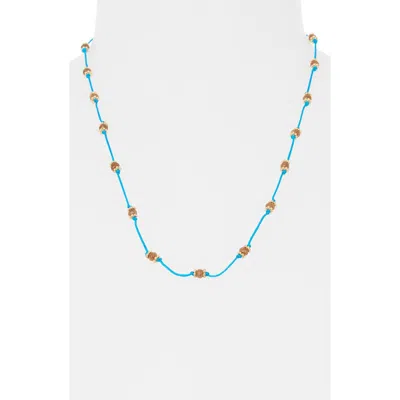 Madewell Long Beaded Silk Necklace In Blue