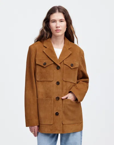 Madewell Long Chore Blazer In Aged Cognac