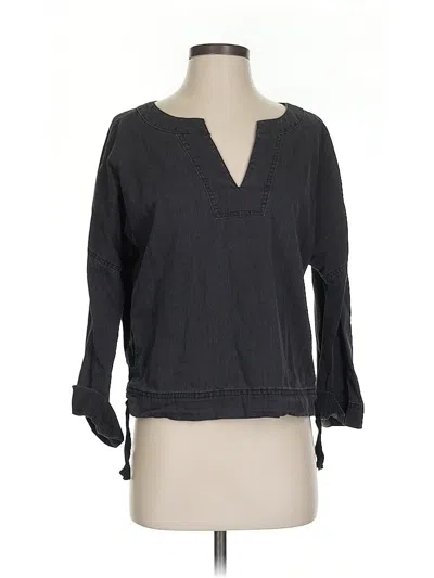 Pre-owned Madewell Long Sleeve Blouse In Black