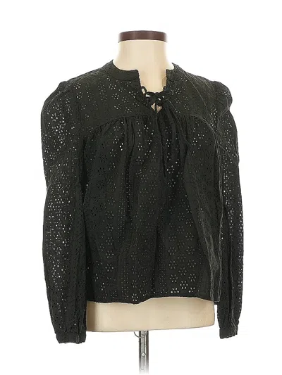 Pre-owned Madewell Long Sleeve Blouse In Black