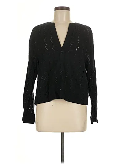 Pre-owned Madewell Long Sleeve Blouse In Black