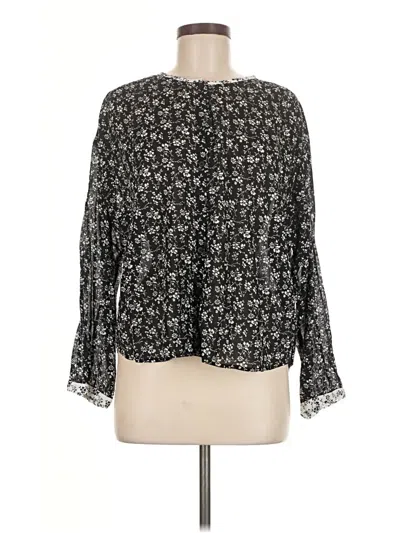 Pre-owned Madewell Long Sleeve Blouse In Black