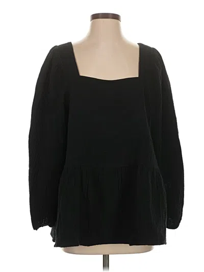 Pre-owned Madewell Long Sleeve Blouse In Black