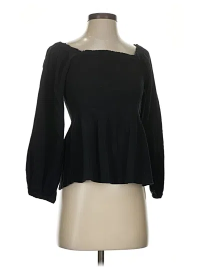Pre-owned Madewell Long Sleeve Blouse In Black