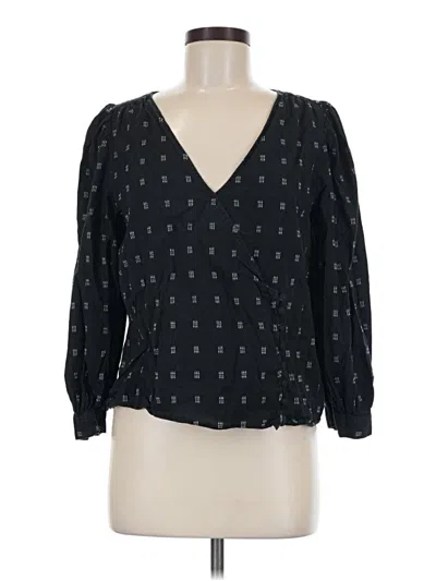 Pre-owned Madewell Long Sleeve Blouse In Black