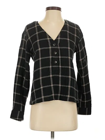Pre-owned Madewell Long Sleeve Blouse In Black
