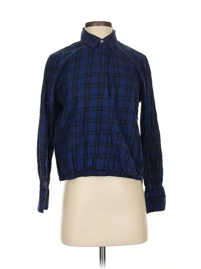 Pre-owned Madewell Long Sleeve Blouse In Blue