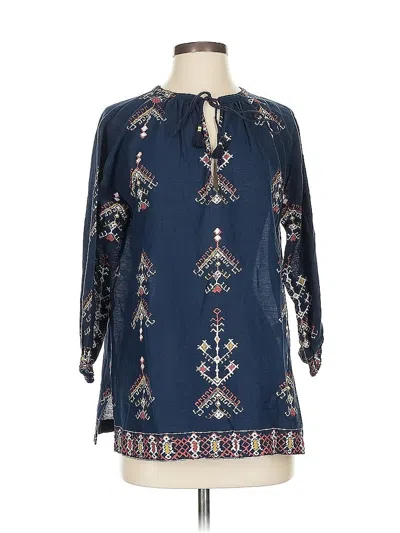 Pre-owned Madewell Long Sleeve Blouse In Blue