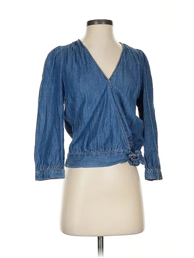 Pre-owned Madewell Long Sleeve Blouse In Blue