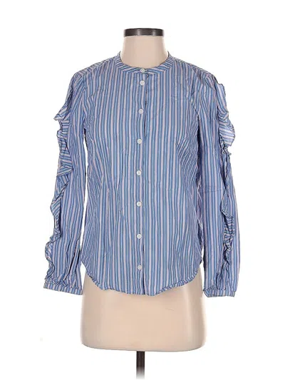 Pre-owned Madewell Long Sleeve Blouse In Blue