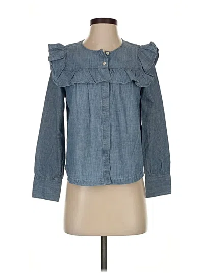 Pre-owned Madewell Long Sleeve Blouse In Blue