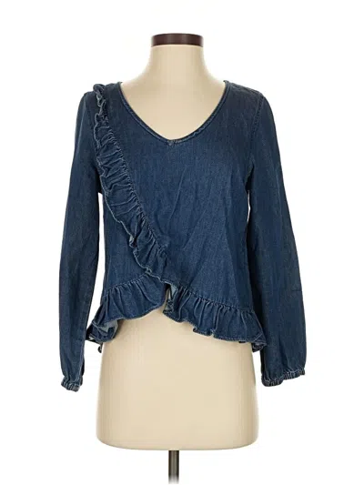 Pre-owned Madewell Long Sleeve Blouse In Blue