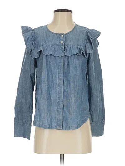 Pre-owned Madewell Long Sleeve Blouse In Blue
