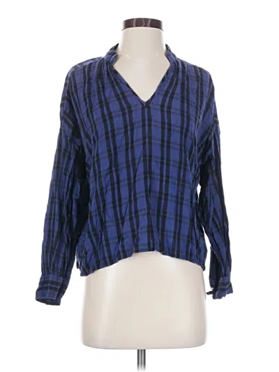 Pre-owned Madewell Long Sleeve Blouse In Blue