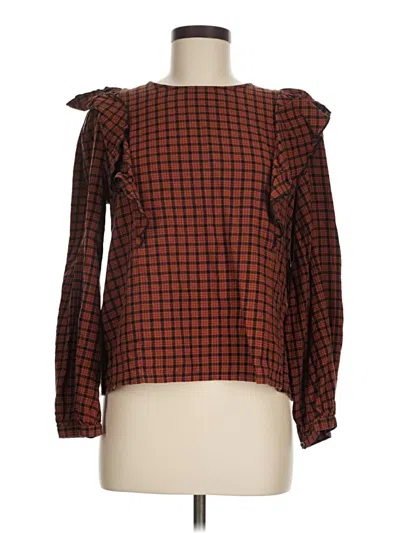 Pre-owned Madewell Long Sleeve Blouse In Brown