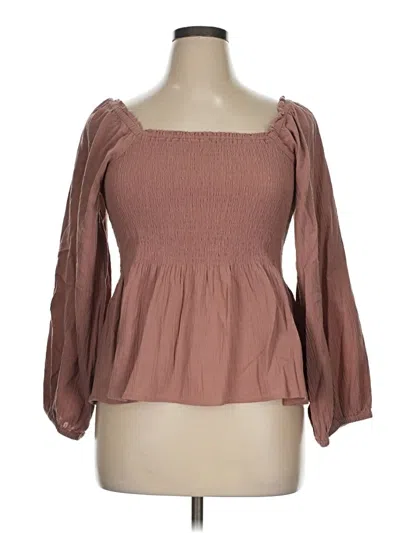 Pre-owned Madewell Long Sleeve Blouse In Brown