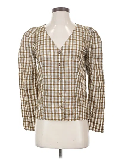 Pre-owned Madewell Long Sleeve Blouse In Brown