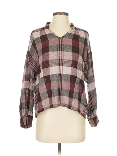 Pre-owned Madewell Long Sleeve Blouse In Burgundy