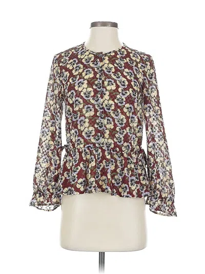 Pre-owned Madewell Long Sleeve Blouse In Burgundy