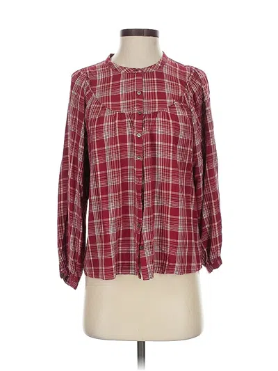 Pre-owned Madewell Long Sleeve Blouse In Burgundy