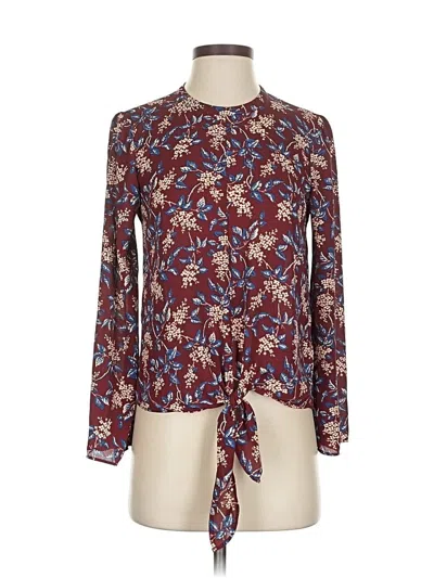 Pre-owned Madewell Long Sleeve Blouse In Burgundy