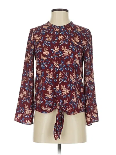 Pre-owned Madewell Long Sleeve Blouse In Burgundy