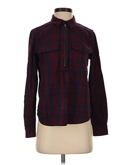 Pre-owned Madewell Long Sleeve Blouse In Burgundy